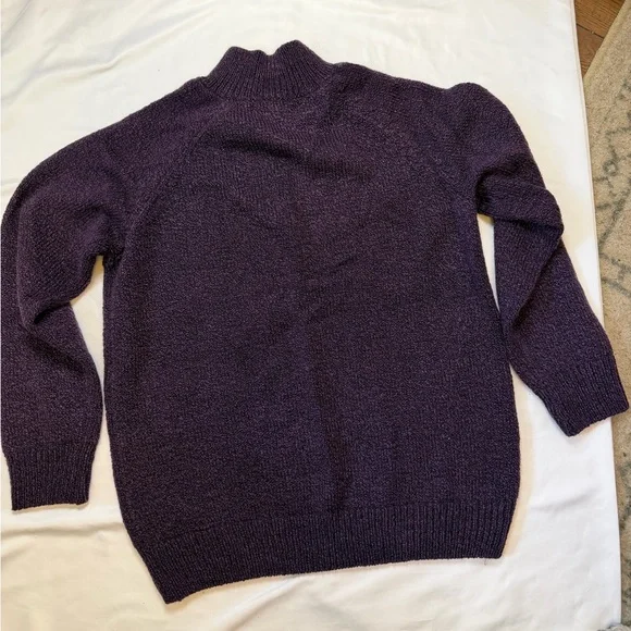 Karen Scott size medium petite purple mock neck cable knitted sweater - Picture 4 of 6